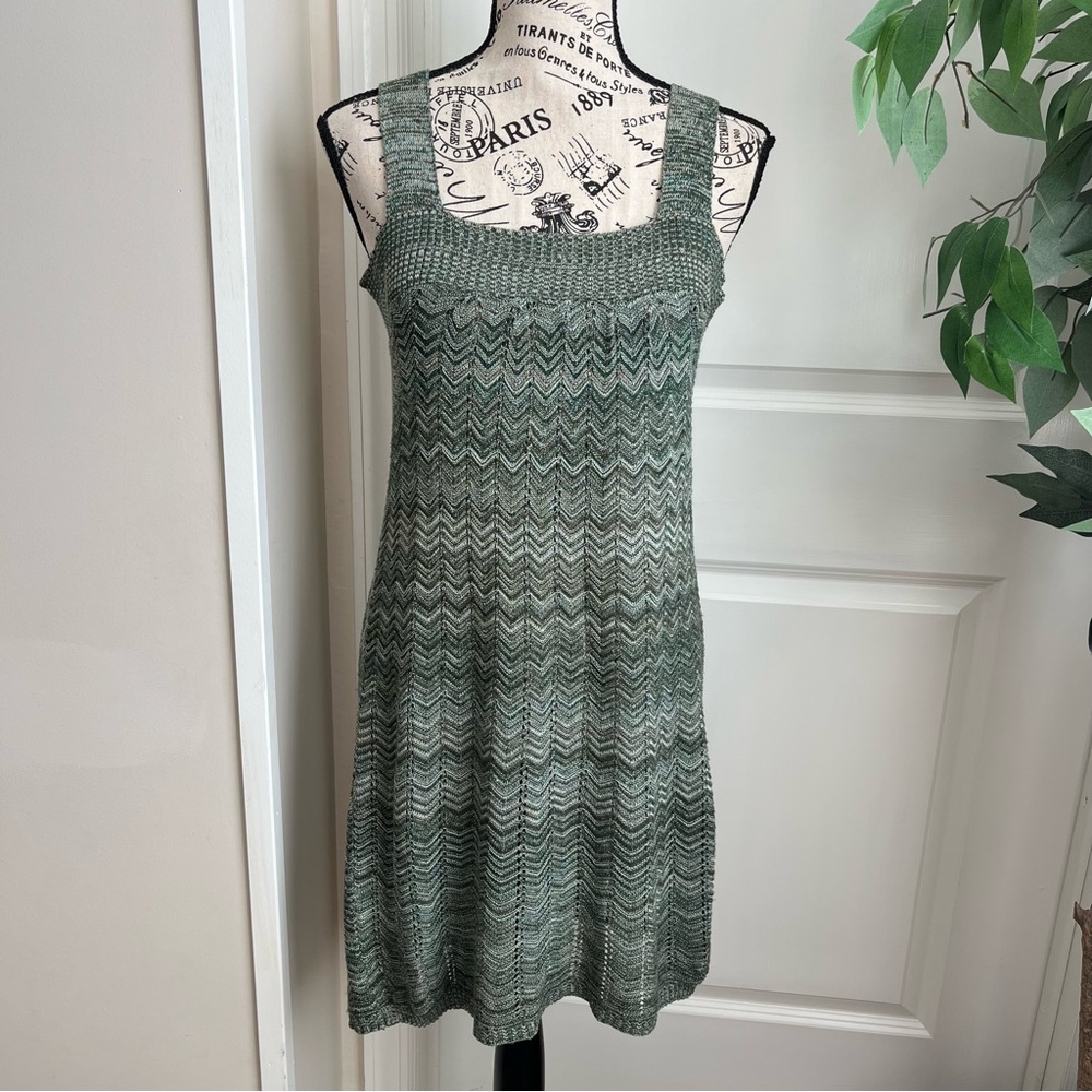 Sweater Project Y2K Chevron Knit Tank Dress Green Sz L